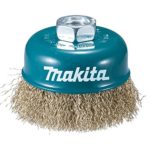 Makita D-39780 – Cepillo de alambre de 90 mm insercion m14 con forma copa ondulada de acero latonado 0,3 mm