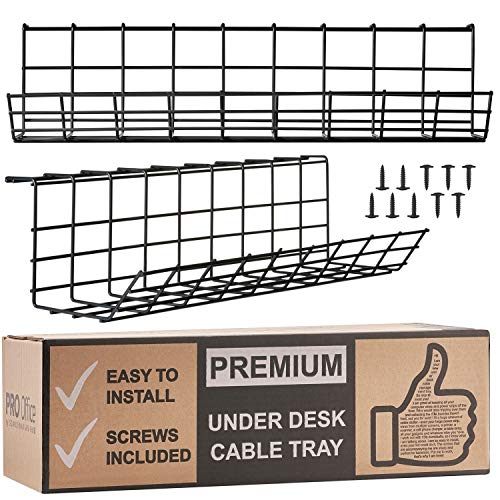 Portacavi da scrivania – organizer per riordinare i cavi. Portacavi in filo metallico per ufficio e casa (Nero – Set da 2x 43cm) 2