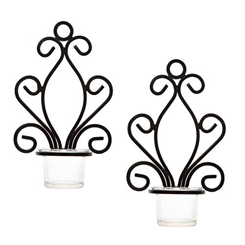 HG Global Hosley set di due lampadario, ferro applique da parete, portacandela, 19,5 cm di altezza. Per spa, aromaterapia, matrimoni, giardini candela votiva. Realizzato a mano da artigiani 2