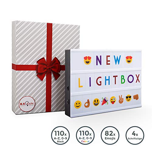 Lampada LED decorativa con lettere nere e colorate intercambiabili, Light Box dimensione A4, luce per scrivere messaggi, decorazione casa, cavetto incluso o batterie AA non incluse, LED integrati IP20