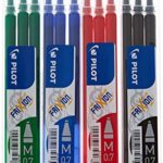 Pilot FriXion Ball – Set di 3 cartucce penna roller per ogni colore: blu, nero, rosso e verde