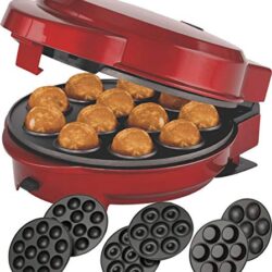 Melissa 3 in1 Donut Muffin e Popcake Maker 3 piastre intercambiabili, Rosso Metallizzato