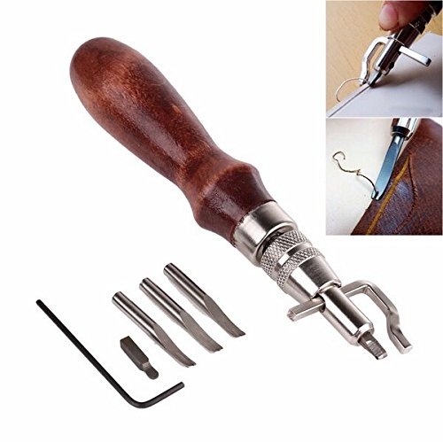 Yulakes 5 in1 Pro strumento artigianale in pelle regolabile cuciture e Groover crease Leather Tool