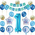 Nvetls 1 Compleanno Decorazioni Bambina Ragazzo Palloncini Compleanno 1 Anno Decorazioni per Ragazza e Ragazzo (Blu)