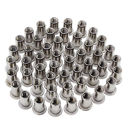 HSeaMall 50PCS Dado per inserti in acciaio inossidabile Dado per inserti Dado a testa piatta Rivetto Nutsert Tappo M6 Tipo (M6 Stainless Steel Rivet Nut 50PCS) 2