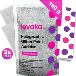 Levaka Glitter per Pittura da 150 Grammi – Additivo Brillantini Decorazioni Glitter Olografico – Con 2 Pad Lucidanti Inclusi – Da Aggiungere a Qualsiasi Pittura per Esterni ed Interni a Emulsione