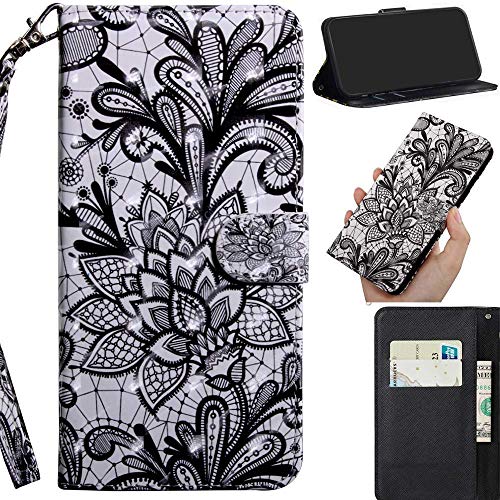 Robinsoni Custodia Compatibile con Nokia 2 Case Portafoglio Nokia 2 Cover Libro Case Pelle PU Antiurto Case Wallet Caso Taccuino Cover Custodia Libretto Cartone Animato Case Flip Cover,Fiore Di Pizzo