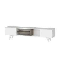 Homemania Mobile Porta TV Dore, Legno, Bianco-Noce, 160×29,7×40,6 cm