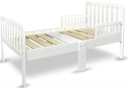 Leomark Modern Letto per Bambini in Legno con Barre, Dimensioni del Materasso 140×70 cm + Materasso Bianco 5