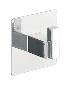 Wenko 23845100 Turbo-Loc® Uno Quadro – Gancio da Parete in Acciaio Inox, Fissaggio Senza Fori, 6,5 x 6,5 x 3,5 cm, Cromato