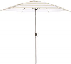 AmazonBasics – JC014 – Ombrellone da giardino, 2,74 m, a righe beige e bianche