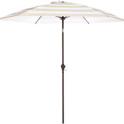 AmazonBasics – JC014 – Ombrellone da giardino, 2,74 m, a righe beige e bianche