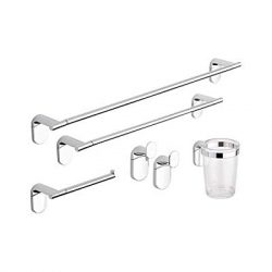 METAFORM Set accessori bagno kit completo Zero Cromo 5 pezzi in Acciaio Cromato e ABS