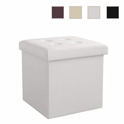 Soontrans Sgabello Contenitore Pieghevole, 38 x 38 x 38 cm (Bianco)