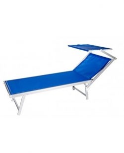 VERDELOOK Lettino da Mare con Parasole, Struttura in Alluminio Telo in textilene, 186x61x38 cm, Blu