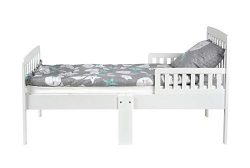 Leomark Modern Letto per Bambini in Legno con Barre, Dimensioni del Materasso 140×70 cm + Materasso Bianco 8