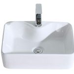 ERIDANUS Serie Rufus-02, Lavabo di Ceramica Bianco Lusso Lavandino Lavello Lavamano Lavabo da Appoggio Rettangolare Quadrato Bacinella Lavandino Lavello per Bagno Casa Bidet Lavabo