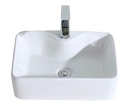 ERIDANUS Serie Rufus-02, Lavabo di Ceramica Bianco Lusso Lavandino Lavello Lavamano Lavabo da Appoggio Rettangolare Quadrato Bacinella Lavandino Lavello per Bagno Casa Bidet Lavabo