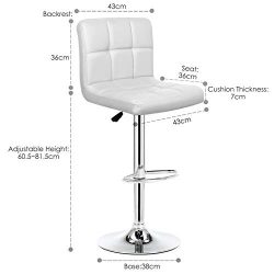 Sgabelli bar in pelle finta Disegno moderno Movemento regolabile Lift Gas sgabello (Bianco) 3