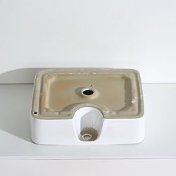 ERIDANUS Serie Rufus-02, Lavabo di Ceramica Bianco Lusso Lavandino Lavello Lavamano Lavabo da Appoggio Rettangolare Quadrato Bacinella Lavandino Lavello per Bagno Casa Bidet Lavabo 8