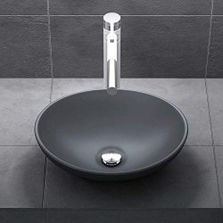 Mai & Mai Lavabo da Appoggio, Lavandino Bagno 41×33.1x14cm Brüssel205 in Ceramica Nano Rivestimenti Inclusi Grigio Opaco 3