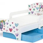 Smart Letto Lettino per Bambini in Legno Cassetto Cassettone e Materasso Magnifiche Stampe Mobili per Bambini Attrezzatura Stanza per Bambino, Dimensioni del Materasso 140×70 Unicorno