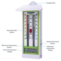 Termometro digitale massimo-minimo per serra, giardino, al chiuso o all’aperto, impermeabile IP65 3