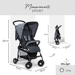 Hauck Sport, Passeggino Leggero 5.9 kg da 0 Mesi a 15 kg, Chiusura Piccola e Semplice, Posizione Nanna, Barra Frontale, Cesto, Tasca Porta Oggetti nella Cappota, Grigio (Charcoal Stone) 4