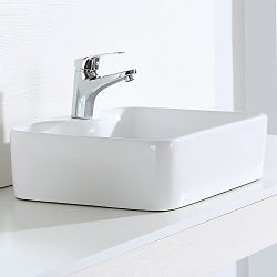 ERIDANUS Serie Rufus-02, Lavabo di Ceramica Bianco Lusso Lavandino Lavello Lavamano Lavabo da Appoggio Rettangolare Quadrato Bacinella Lavandino Lavello per Bagno Casa Bidet Lavabo 7