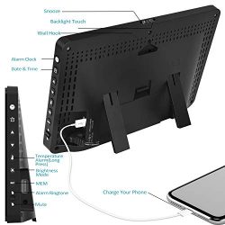 Kalawen Stazione Meteo Automatica Digitale Wireless Meteorologica con Ampio Schermo LCD Display Sveglia Tempo Data Temperatura umidità Previsioni di Tempo con Sensore Esterno Wireless 6
