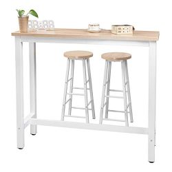 WOLTU Set Mobili da Bar Tavolo con 2 Sgabelli Alti Arredo per Cucina in Acciaio Legno BT17hei+BH130hei-2 5