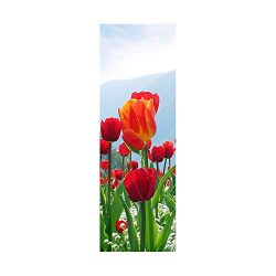 Ruifulex Adesivi Frigo Frigorifero Vintage Decalcomanie Auto Adesive, Frigorifero Porta Adesivo Professionale Carta da Parati Aggiornamento, Fiori Tulipani 60x150cm 5