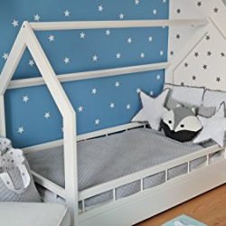 letto & casa in legno stile scandinavo nordico bambino cameretta 160×80 + sponda (colore: bianco)