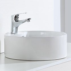 Eridanus Serie Scott-S, Lavabo di Ceramica Bianco Lavandino Lavello Lavamano Lavabo da Appoggio Tondo Ovale Bacinella Lavandino Lavello per Bagno Casa Bidet Lavabo con Troppopieno 4