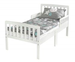 Leomark Modern Letto per Bambini in Legno con Barre, Dimensioni del Materasso 140×70 cm + Materasso Bianco 9