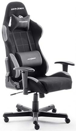 DX Racer5 sedia da gioco sedia da scrivania sedia da ufficio gaming chair nero/grigio 78 x 52 x 124-134 cm