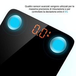 Bilancia Pesa Persona Digitale, Adoric Bilancia Pesapersone Impedenziometrica Diagnostica Bluetooth Wireless Digitale Misura con Peso,Grasso, Massa Muscolare, BMI, BMR, App per IOS e Andriod 5