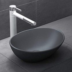 Mai & Mai Lavabo da Appoggio, Lavandino Bagno 41×33.1x14cm Brüssel205 in Ceramica Nano Rivestimenti Inclusi Grigio Opaco 4