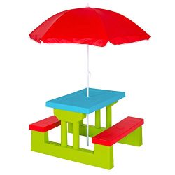 TecTake Set MOBILI da Giardino Tavolo per Bambini con PANCHINE incl. OMBRELLONE 5