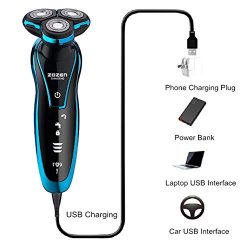 GARYSEEK Rasoio Elettrico Ricaricabile per Barba Elettrico Trimmer Macchina per rasatura Barba Uomo Rasoio Bagnato-Asciutto Doppio Uso Lavabile, 1159-blu 01 4