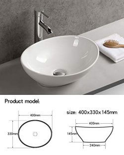 Gimify Lavabo d’appoggio in Ceramica Lavandino da Bagno senza Troppopieno per Bagno (33x40x14.5cm) 3