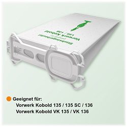 18 Sacchetti per aspirapolvere compatibili con Vorwerk Kobold 135, 136, 135SC, VK 135 e VK 136, 5 strati di tessuto non tessuto, sacchetti tipo VO 8335 con chiusura igienica 3