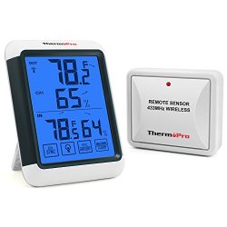 ThermoPro TP65 Termometro Igrometro Wireless per Interno Esterno Stazione Metereologica Digitale Misura umidità e Temperatura con Grande Schermo a Sfioramento e Retroilluminato