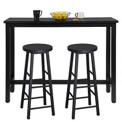 WOLTU Set Mobili da Bar Tavolo con 2 Sgabelli Alti Arredo per Cucina in Acciaio Legno BT30sz+BH130sz-2 4