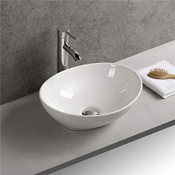 Gimify Lavabo d’appoggio in Ceramica Lavandino da Bagno senza Troppopieno per Bagno (33x40x14.5cm) 4