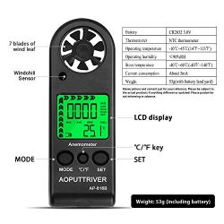 AOPUTTRIVER Anemometro Digitale anemometro Portatile per la misurazione della velocità del Vento, Alta precisione, misurazione del Windsurf, attività all’aperto di Pesca a Vela 3