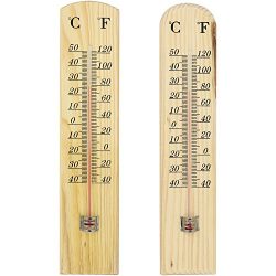 com-four® 2 termometri per Legno per Interni ed Esterni in Legno con Gradi Celsius e Gradi Fahrenheit (02 Pezzi – 26×5.5x1cm) 3