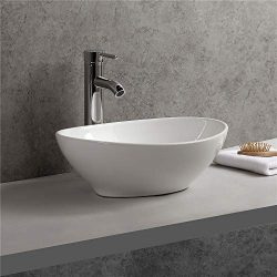 Gimify Lavabo d’appoggio in Ceramica Lavandino da Bagno senza Troppopieno per Bagno (33x40x14.5cm) 5