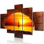 Lupia Quadro Moderno 5 Pezzi in Legno Vogue 66X115 cm Finestra inl Tramonto