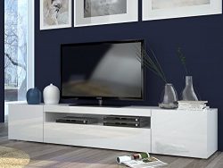 elbectrade Porta TV Moderno Mojito, Mobile Soggiorno Bianco, portatv Design.Dimensioni in cm (L-A-P): 200-36,2-40 4